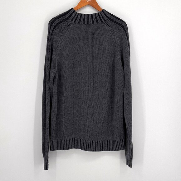 Calvin Klein Cable Knit Sweater L Mock‎ Turtleneck 90s Y2K Vintage Gray Ribbed - Picture 8 of 8